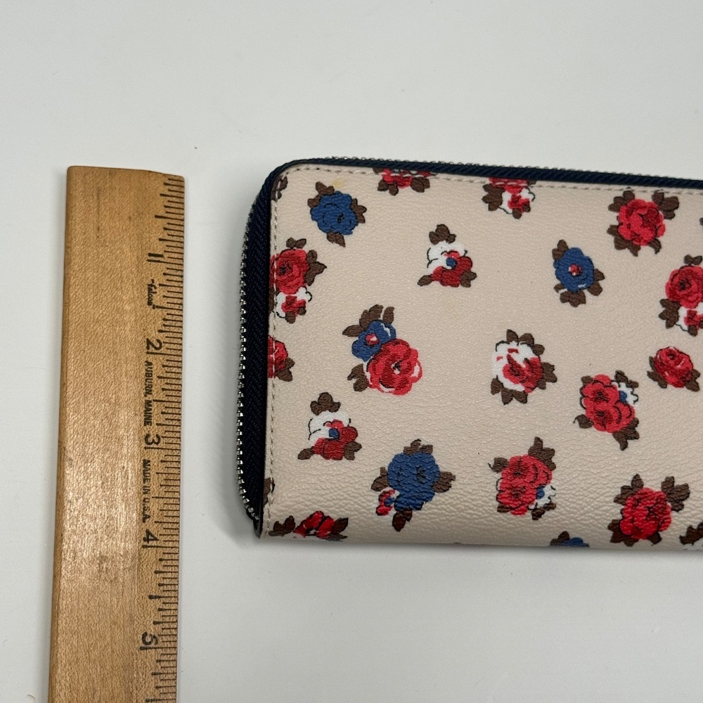 Coach Tea Rose Accordion Wallet Floral Coated Canvas Zip Around Coin Pocket - Picture 7 of 7
